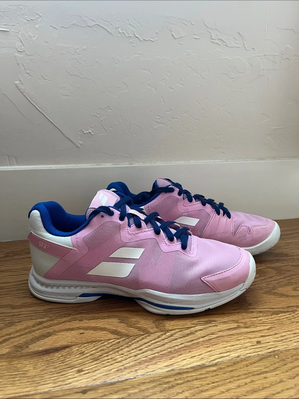 Babolot Women's Tennis Sneakers Pink with Navy Accents SFX 3 All Court